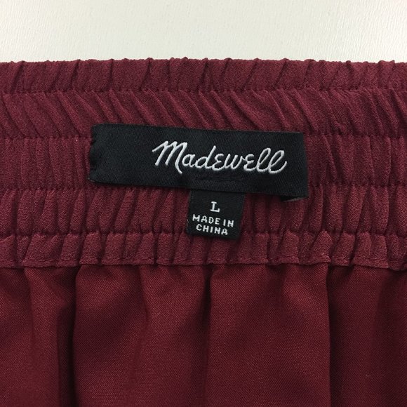 MADEWELL Berry 100% Silk High Low Hem Front Overlay Pull On Skirt - Picture 2 of 8